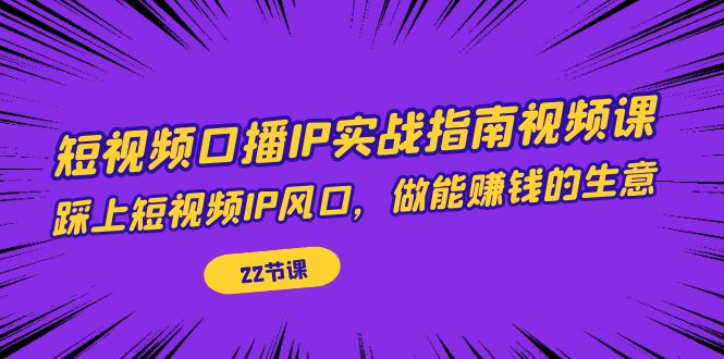 短视频口播IP实战指南视频课，踩上短视频IP风口，做能赚钱的生意（22节课）创学金矿——2025年领先的创业与教育知识付费平台创学金矿· 知识付费平台