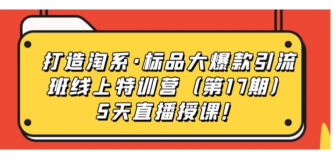 打造淘系·标品大爆款引流班线上特训营（第17期）5天直播授课！创学金矿——2025年领先的创业与教育知识付费平台创学金矿· 知识付费平台