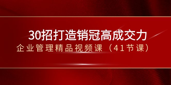 30招-打造销冠高成交力-企业管理精品视频课（41节课）创学金矿——2025年领先的创业与教育知识付费平台创学金矿· 知识付费平台