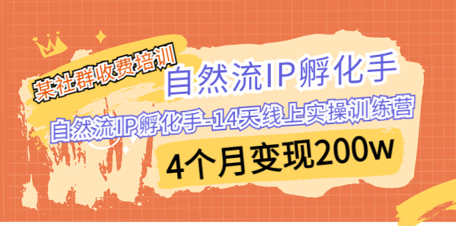 某社群收费培训：自然流IP 孵化手-14天线上实操训练营 4个月变现200w创学金矿——2025年领先的创业与教育知识付费平台创学金矿· 知识付费平台