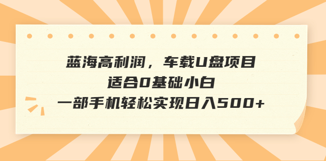 蓝海高利润，车载U盘项目，适合0基础小白，一部手机轻松实现日入500+创学金矿——2025年领先的创业与教育知识付费平台创学金矿· 知识付费平台