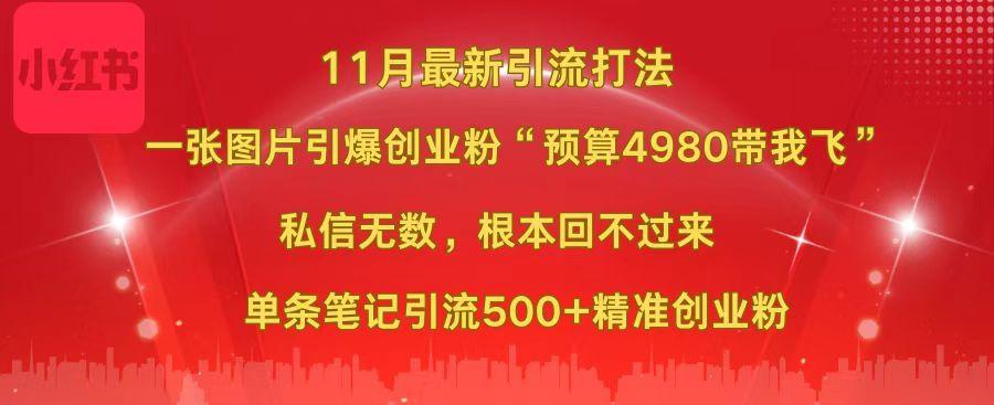 小红书11月最新图片打法，一张图片引爆创业粉“预算4980带我飞”，私信无数，根本回不过来，单条笔记引流500+精准创业粉创学金矿——2025年领先的创业与教育知识付费平台创学金矿· 知识付费平台