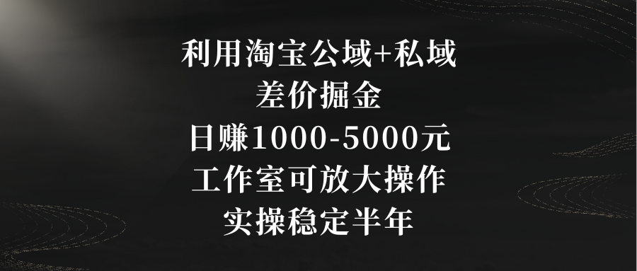 利用淘宝公域+私域差价掘金，日赚1000-5000元，工作室可放大操作，实操…创学金矿——2025年领先的创业与教育知识付费平台创学金矿· 知识付费平台