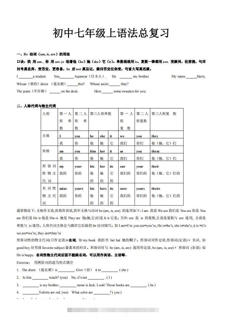 2022-2023学年英语七年级上语法总复习创学金矿——2025年领先的创业与教育知识付费平台创学金矿· 知识付费平台
