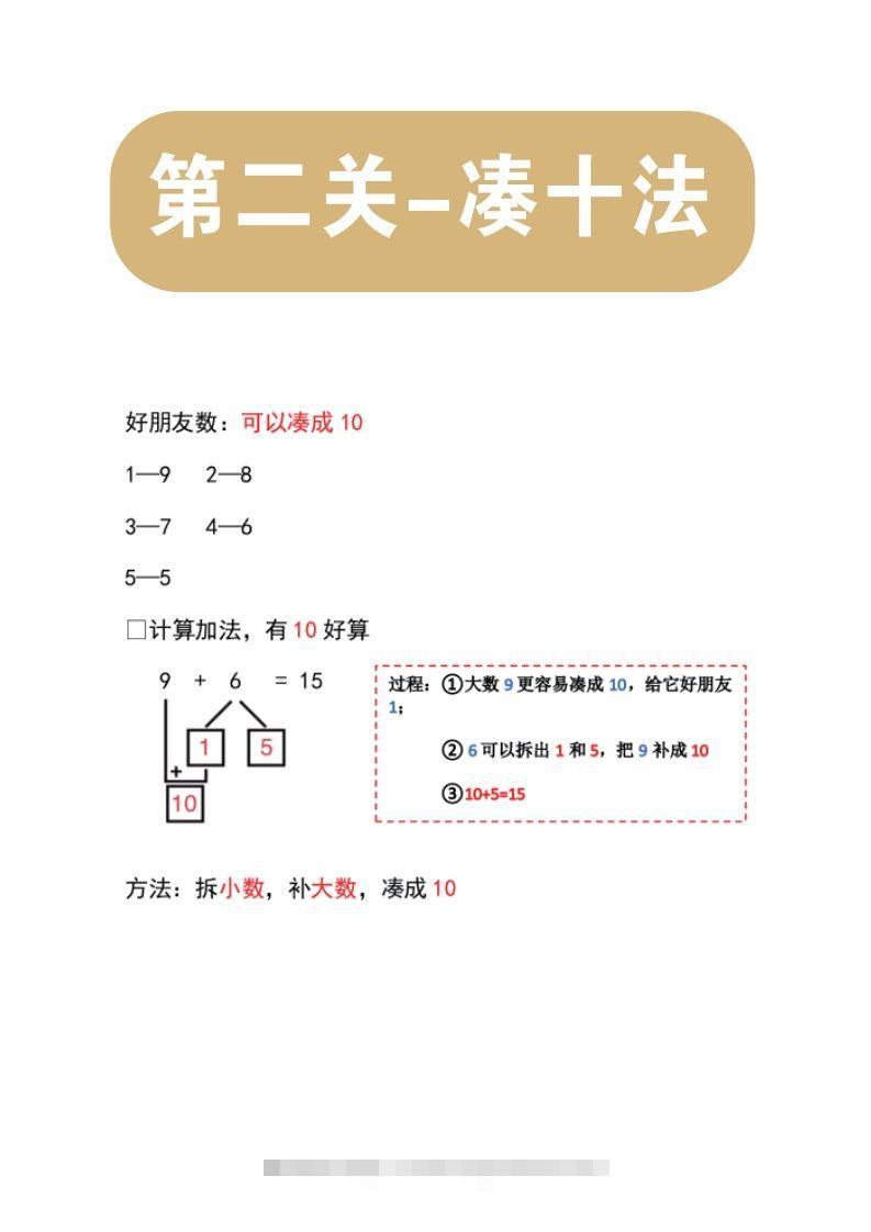 【数学】第二关：凑十法创学金矿——2025年领先的创业与教育知识付费平台创学金矿· 知识付费平台