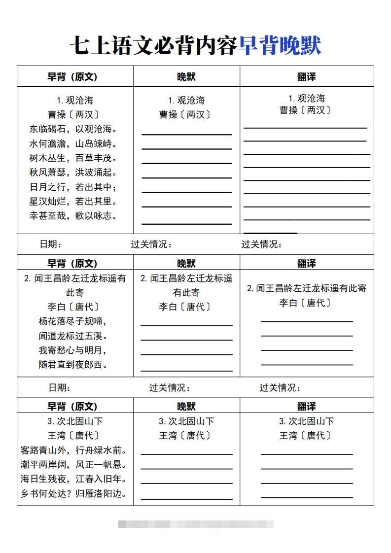【24新版】七上语文必背内容早背晚默创学金矿——2025年领先的创业与教育知识付费平台创学金矿· 知识付费平台