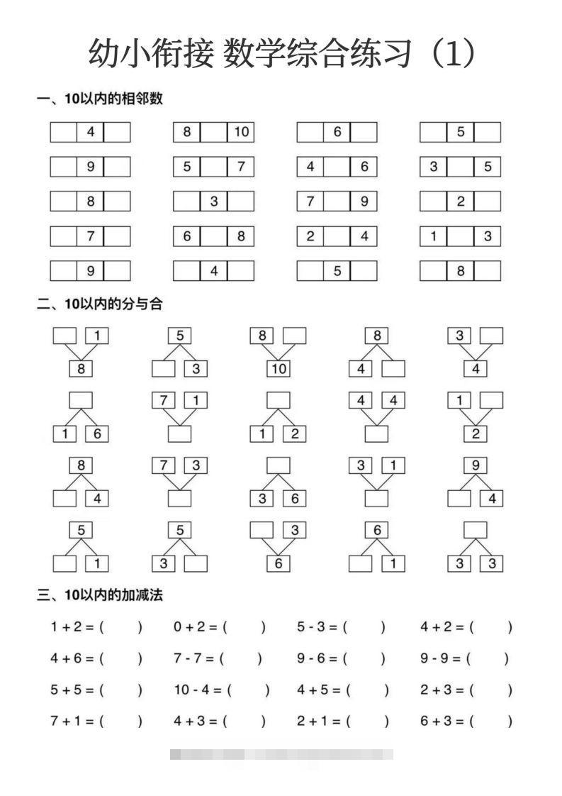 幼小衔接数学综合练习15页创学金矿——2025年领先的创业与教育知识付费平台创学金矿· 知识付费平台