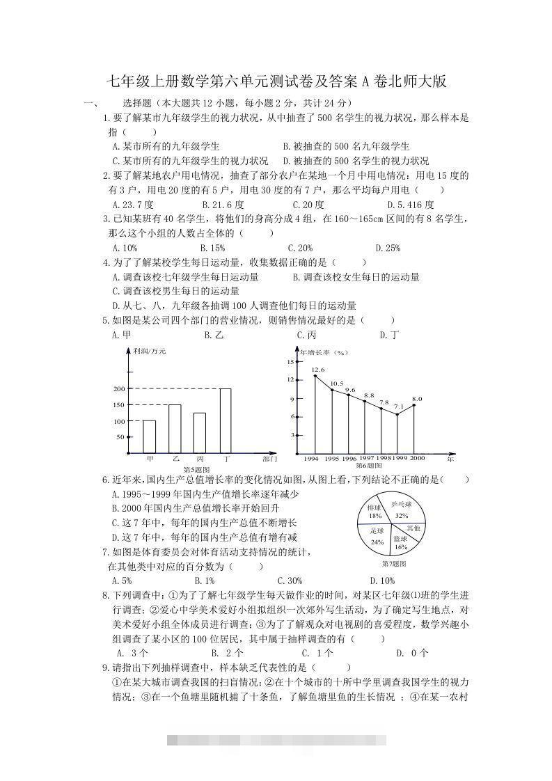 七年级上册数学第六单元测试卷及答案A卷北师大版(Word版)创学金矿——2025年领先的创业与教育知识付费平台创学金矿· 知识付费平台