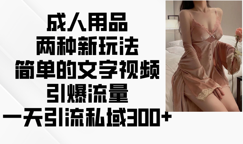 成人用品两种新玩法，简单的文字视频引爆流量，一天引流私域300+创学金矿——2025年领先的创业与教育知识付费平台创学金矿· 知识付费平台