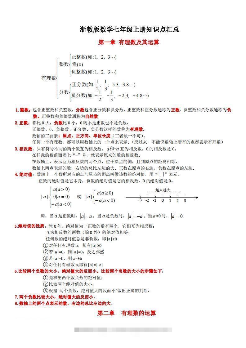 浙教版数学七年级上知识点总结(1)创学金矿——2025年领先的创业与教育知识付费平台创学金矿· 知识付费平台