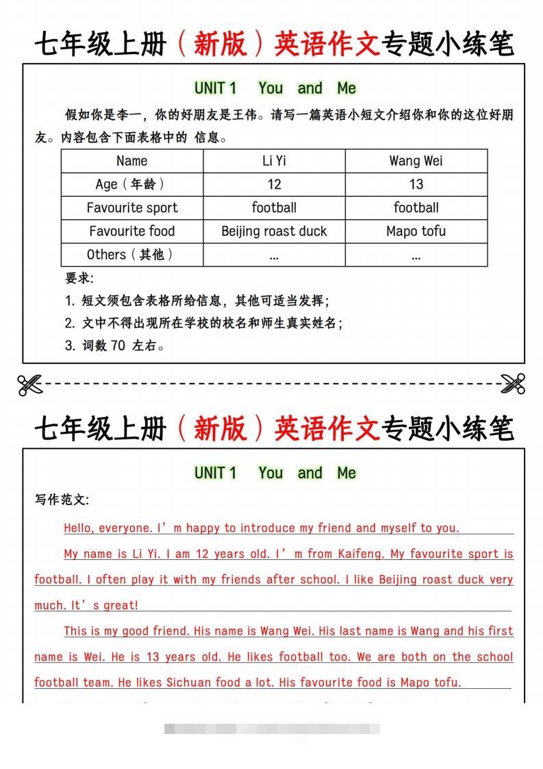 七年级上册（新版）英语作文专题小练笔创学金矿——2025年领先的创业与教育知识付费平台创学金矿· 知识付费平台