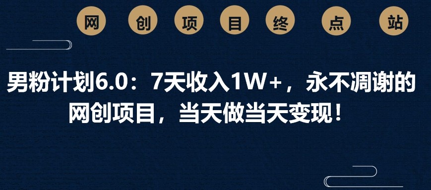 男粉计划6.0：7天收入1W+，永不凋谢的网创项目，当天做当天变现！创学金矿——2025年领先的创业与教育知识付费平台创学金矿· 知识付费平台