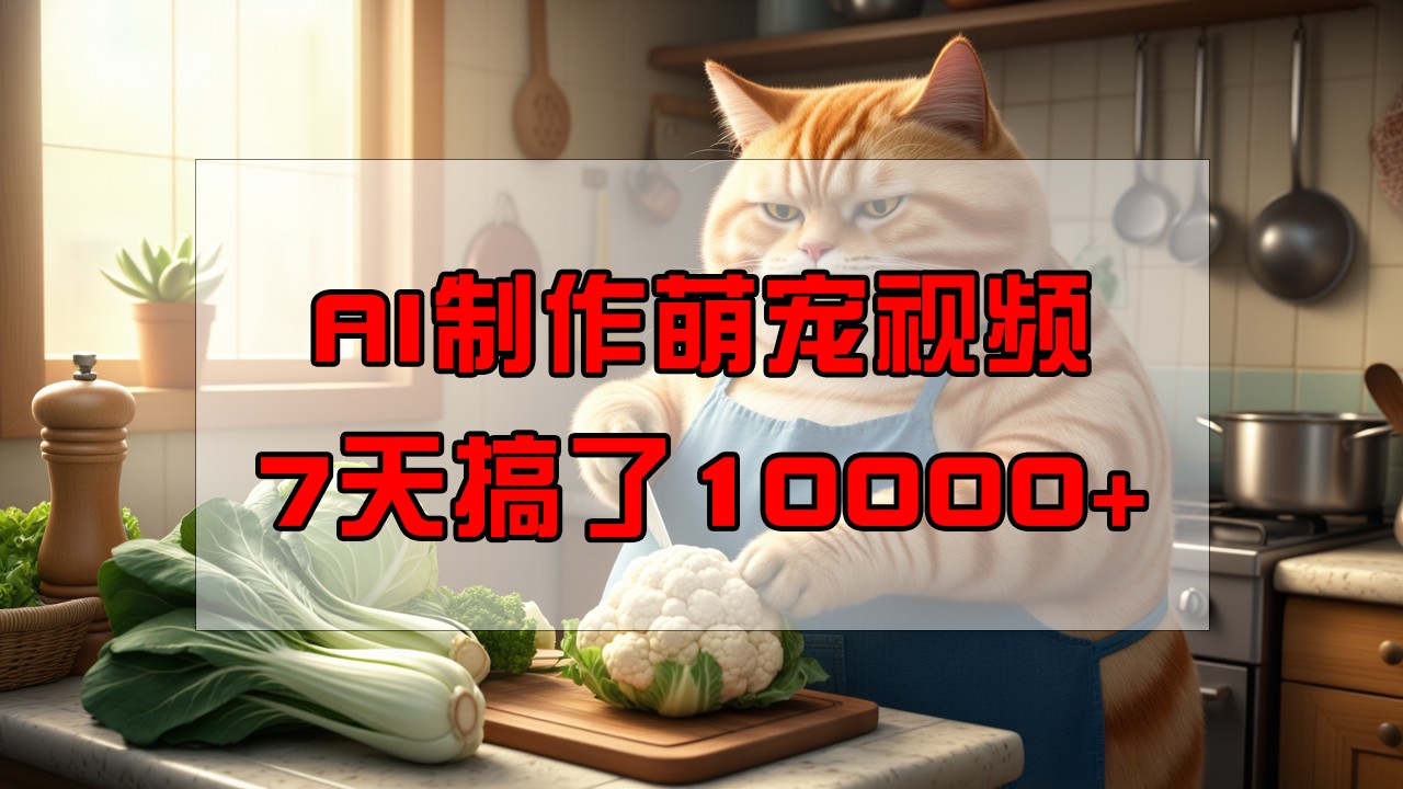 靠AI制作萌宠视频，7天搞了1万+，操作简单门槛低，有手机就行创学金矿——2025年领先的创业与教育知识付费平台创学金矿· 知识付费平台