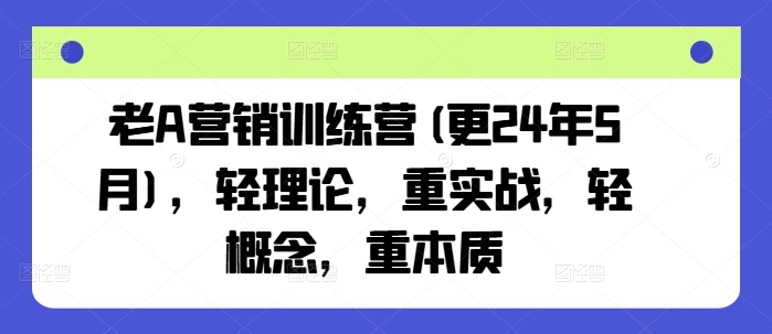 老A营销训练营(更25年3月)，轻理论，重实战，轻概念，重本质创学金矿——2025年领先的创业与教育知识付费平台创学金矿· 知识付费平台
