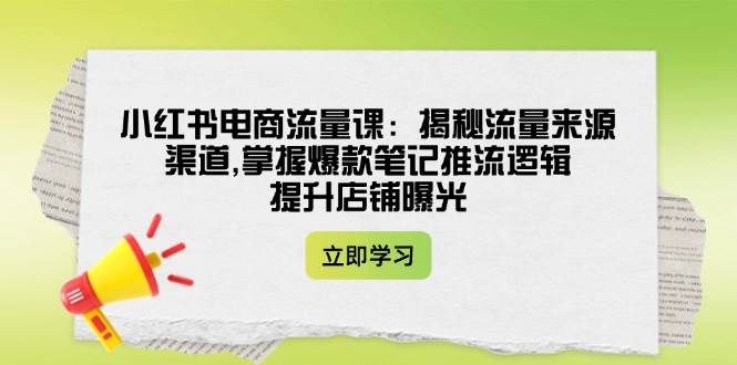 小红书电商流量课：揭秘流量来源渠道,掌握爆款笔记推流逻辑,提升店铺曝光创学金矿——2025年领先的创业与教育知识付费平台创学金矿· 知识付费平台